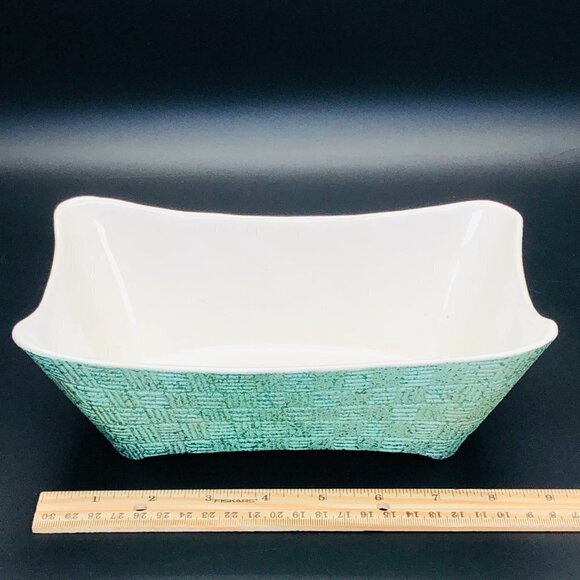 50s Kitsch Shawnee Pottery Turquoise Planter #1410 Mid Century Ceramic Bowl - Picture 11 of 13